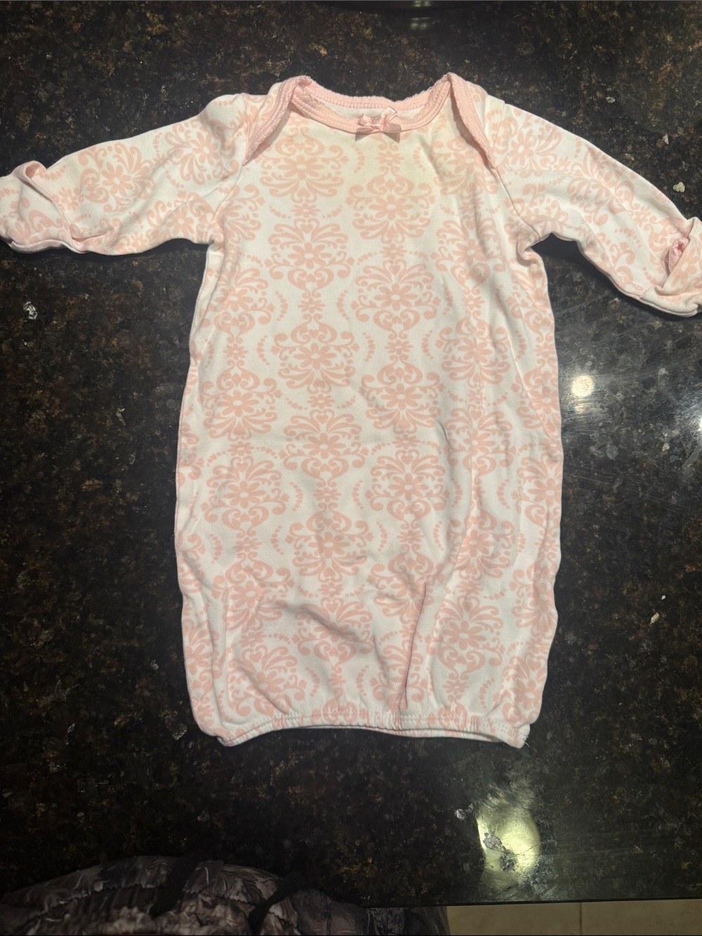 Pink Damask Baby Gown - Kids Pajamas 0-3 Month - LITTLE ME - Never Worn